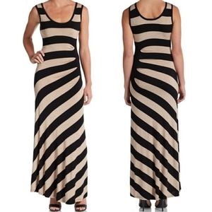 Calvin Klein striped stretch maxi dress sleeveless ruched